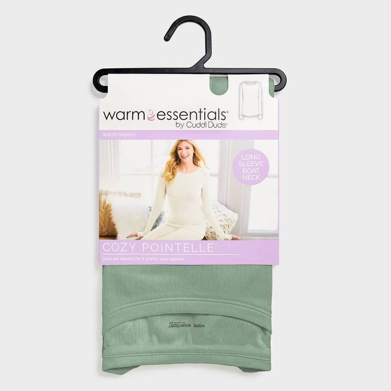 slide 6 of 7, Warm Essentials by Cuddl Duds Women's Pointelle Top - Sage Green L, 1 ct