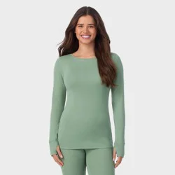 Warm Essentials by Cuddl Duds Women's Pointelle Top - Sage Green L