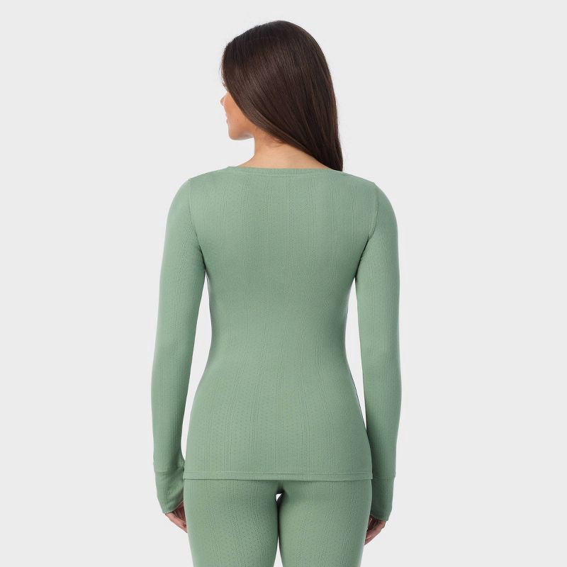 slide 2 of 7, Warm Essentials by Cuddl Duds Women's Pointelle Top - Sage Green XL, 1 ct