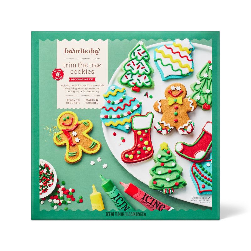 slide 1 of 4, Christmas Trim the Tree Cookies Decorating Kit - 21.64oz/12ct - Favorite Day™, 21.64 oz, 12 ct