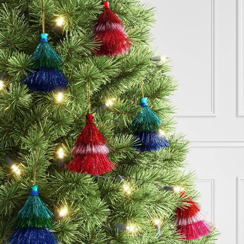 slide 2 of 3, 3' 5" Christmas Mini Tassel Ornament Set Red/Pink/Hot Pink - Wondershop™, 1 ct