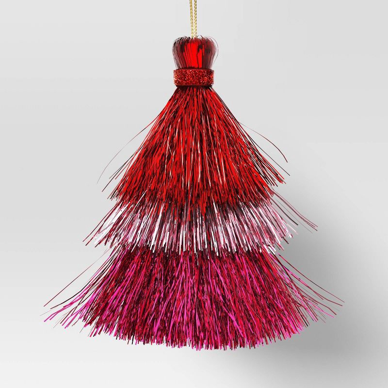 slide 1 of 3, 3' 5" Christmas Mini Tassel Ornament Set Red/Pink/Hot Pink - Wondershop™, 1 ct