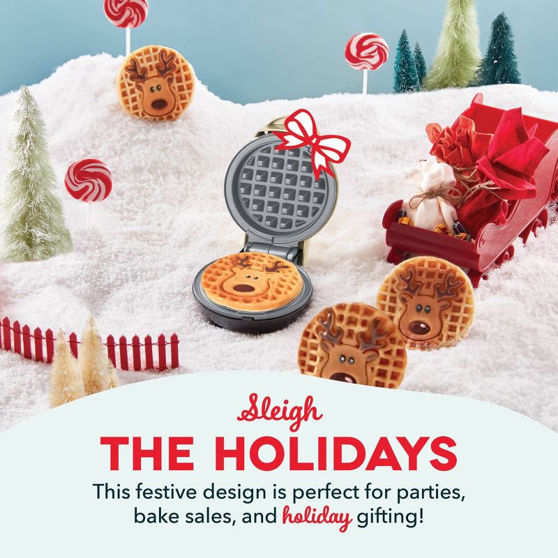 slide 4 of 7, Dash Reindeer Mini Waffle Maker, 1 ct