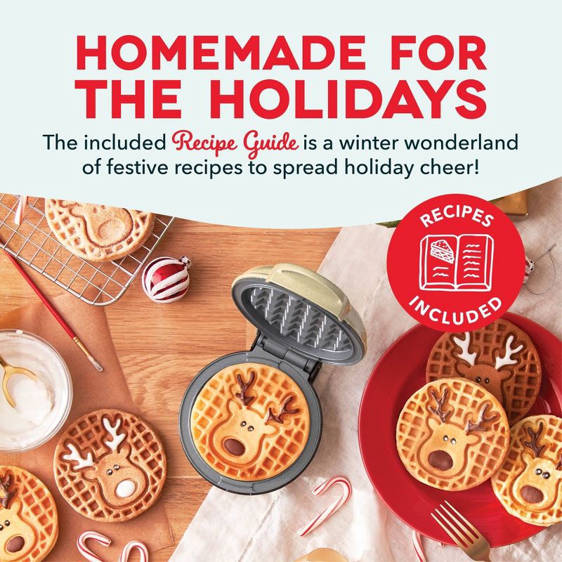 slide 7 of 7, Dash Reindeer Mini Waffle Maker, 1 ct