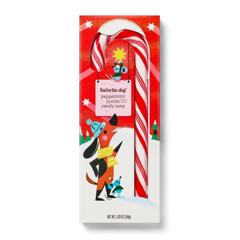 slide 1 of 3, Jumbo Peppermint Christmas Candy Cane - 5.29oz - Favorite Day™, 5.29 oz