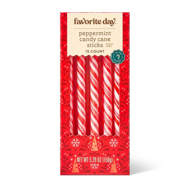 slide 1 of 3, Peppermint Christmas Candy Cane Stirrers - 5.29oz - Favorite Day™, 5.29 oz