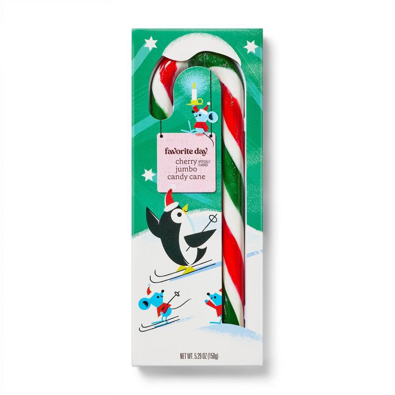 slide 1 of 3, Jumbo Cherry Christmas Candy Cane - 5.29oz - Favorite Day™, 5.29 oz