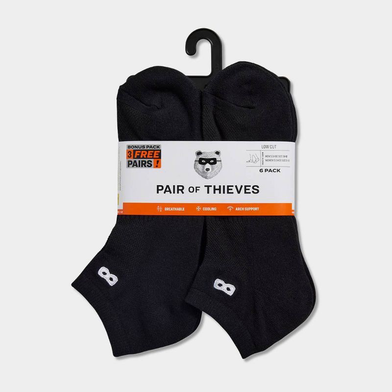 slide 5 of 5, Pair of Thieves BOWO 3+3 Bonus pack Low Cut Socks - Black 8-12, 1 ct