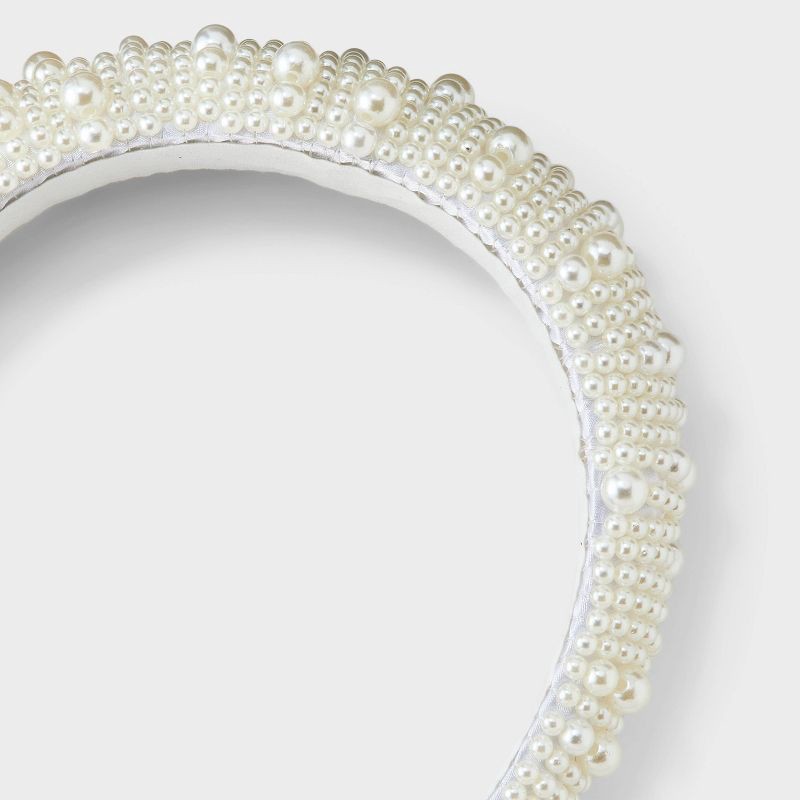 slide 3 of 3, Padded Pearl Hair Headband - A New Day™ Ivory, 1 ct