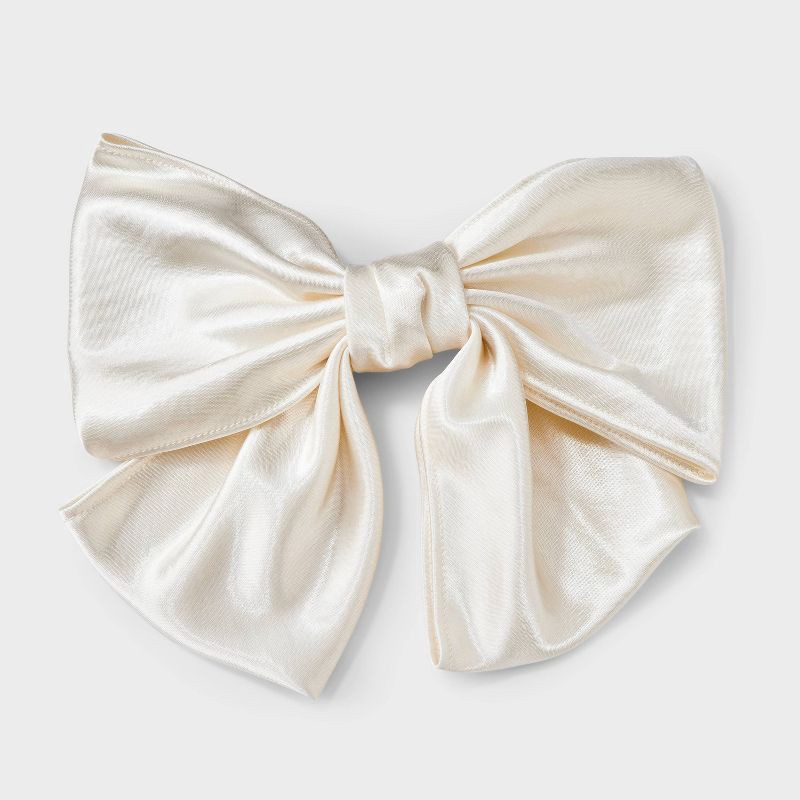 slide 1 of 2, Satin Bow Hair Barrette - A New Day™ Ivory, 1 ct