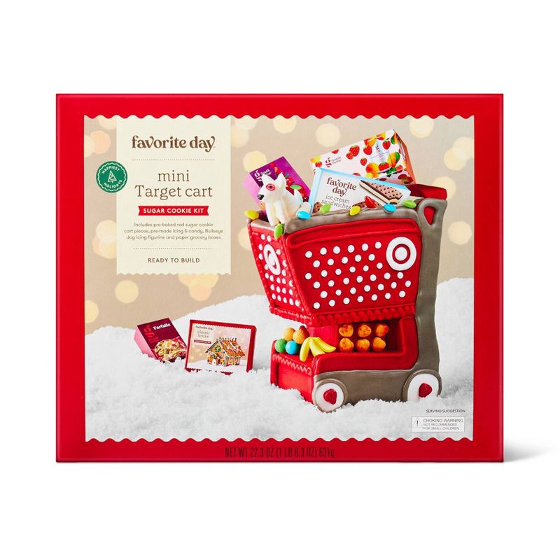 slide 1 of 3, Mini Target Shopping Cart Christmas Cookie Kit - 22oz - Favorite Day™, 22 oz