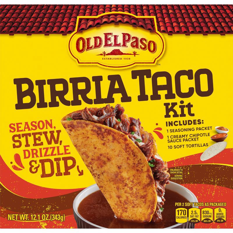 slide 2 of 7, Old El Paso Birria Taco Kit - 12.1oz/10ct, 12.1 oz, 10 ct