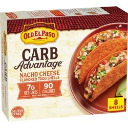 Old El Paso Carb Advantage Nacho Cheese Flavored Crunchy Taco Shells - 3.95oz/8ct