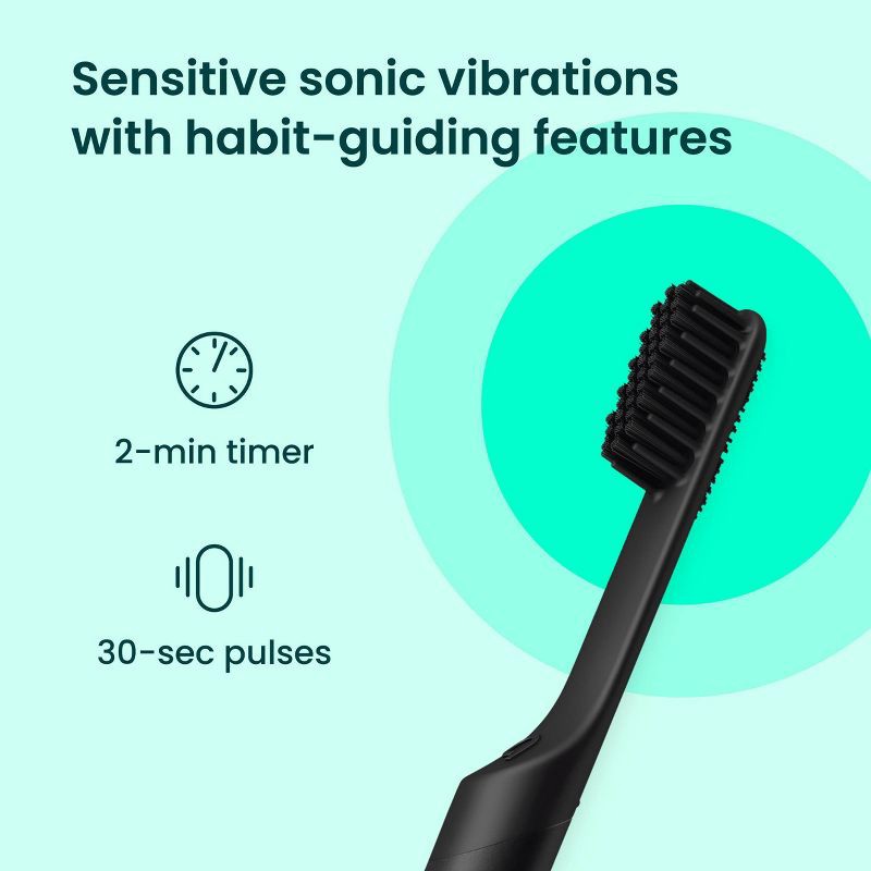 slide 3 of 15, quip Sonic Electric Metal Toothbrush and Travel Case - Black, 1 ct