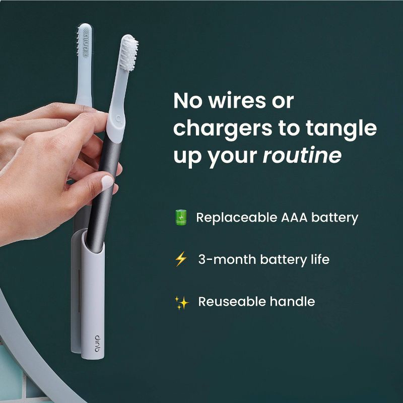 slide 8 of 15, quip Sonic Electric Metal Toothbrush and Travel Case - Black, 1 ct