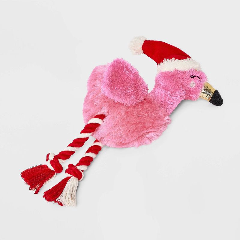 slide 3 of 3, 10.5" Flamingo Dog Rope Plush Toy - Boots & Barkley™, 1 ct