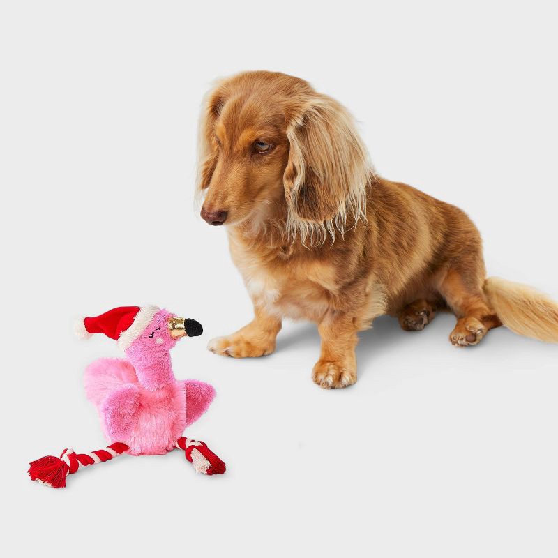 slide 2 of 3, 10.5" Flamingo Dog Rope Plush Toy - Boots & Barkley™, 1 ct