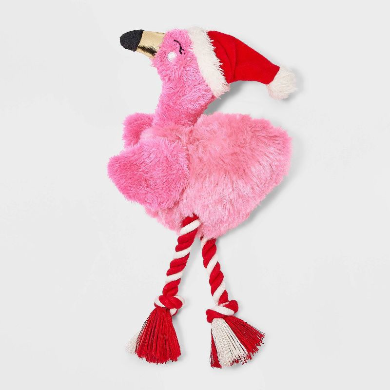 slide 1 of 3, 10.5" Flamingo Dog Rope Plush Toy - Boots & Barkley™, 1 ct