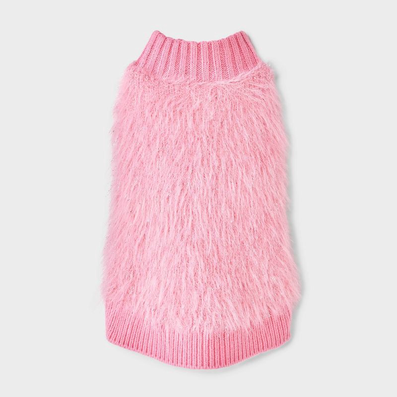 slide 2 of 5, Pink Eyelash Dog and Cat Sweater - Boots & Barkley™ S, 1 ct