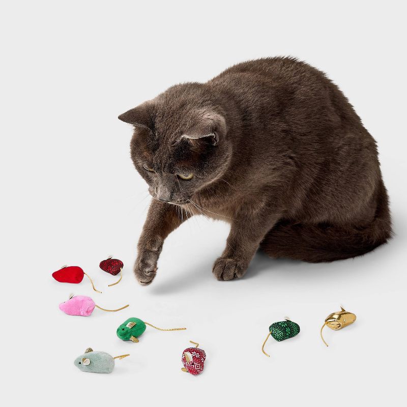 slide 2 of 3, Skitter Mice Cat Plush Toy Set - 8pcs - Boots & Barkley™, 8 ct