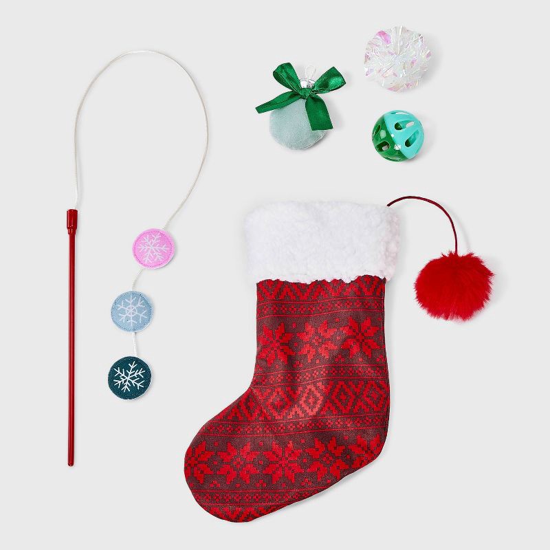 slide 2 of 3, Crinkle Stocking Cat Ball Plush Toy Set - 5pcs - Boots & Barkley™, 5 ct