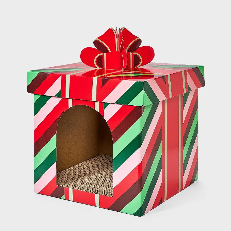 slide 1 of 3, Present Shaped Cat Scratcher - 19.88" - Boots & Barkley™, 1 ct