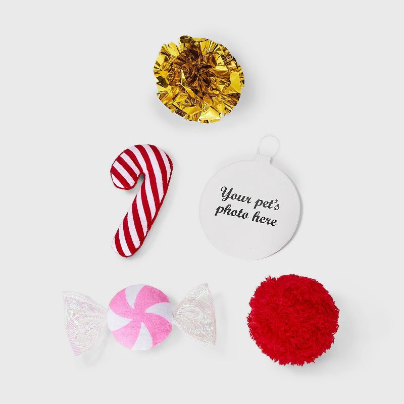 slide 2 of 3, Ornament Cat Ball Plush Toy Set - 4pcs - Boots & Barkley™, 4 ct