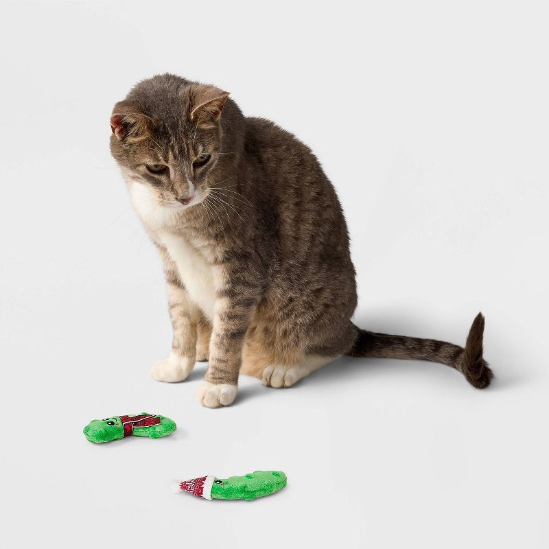 slide 2 of 3, Pickles Cat Plush Toy Set - 2pcs - Boots & Barkley™, 2 ct