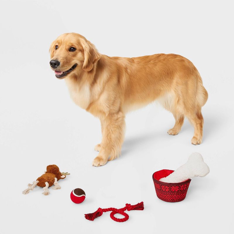 slide 3 of 3, Gift Basket Dog Rope Plush Toy Set - 5pcs - Boots & Barkley™, 5 ct