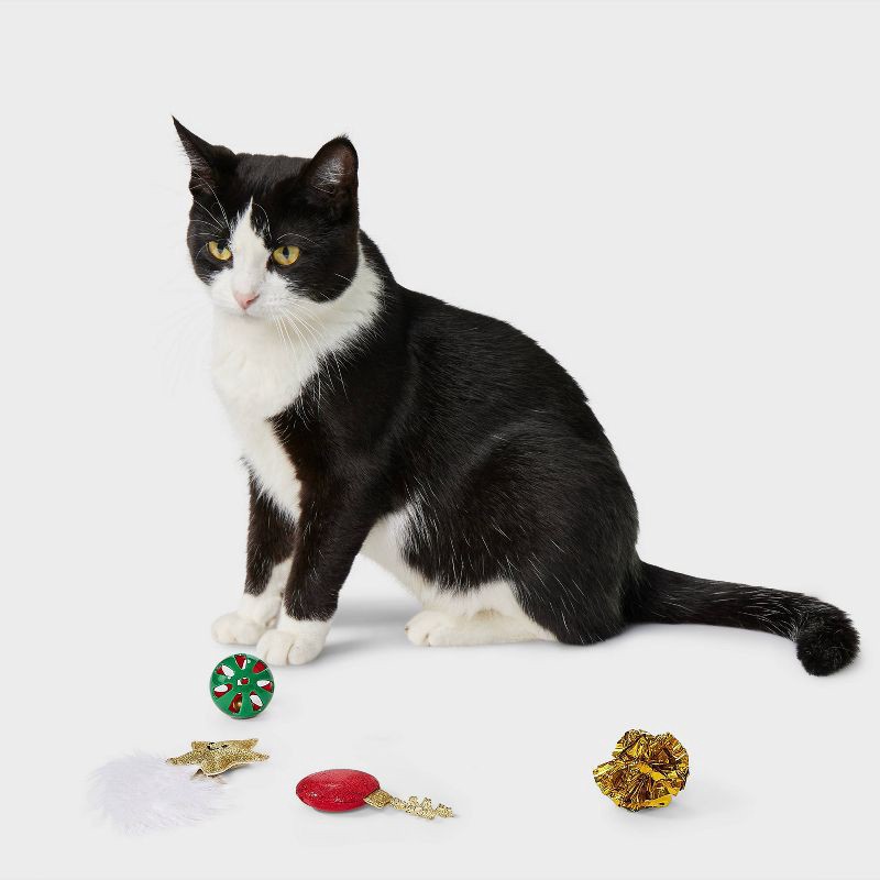 slide 2 of 3, Star Cat Ball Plush Toy Set - 4pcs - Boots & Barkley™, 4 ct