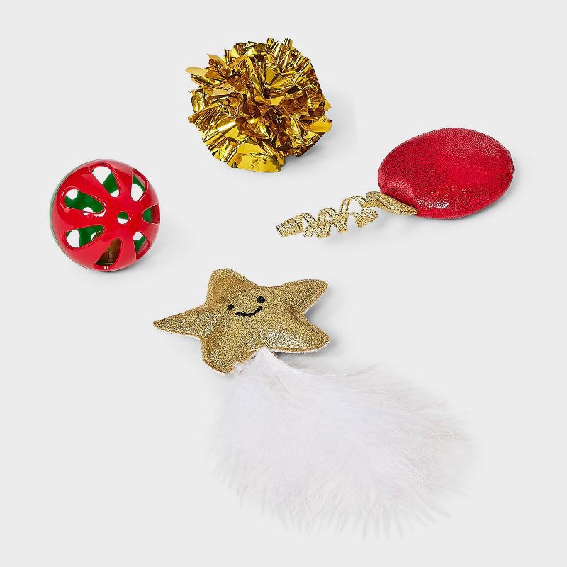 slide 3 of 3, Star Cat Ball Plush Toy Set - 4pcs - Boots & Barkley™, 4 ct