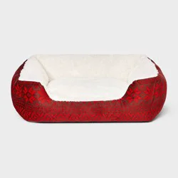 Printed Holiday Bolster Dog Bed - Boots & Barkley™ S