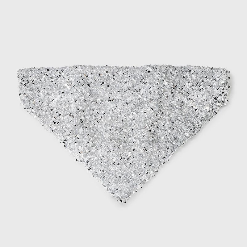 slide 2 of 3, Reversible Silver Sequins Dog Bandana - Boots & Barkley™ M/L, 1 ct