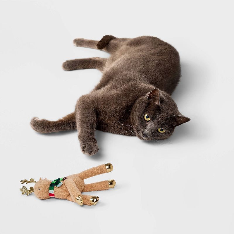 slide 2 of 3, Reindeer Kicker Cat Plush Toy - Boots & Barkley™, 1 ct