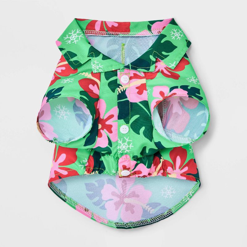 slide 2 of 6, Warm Weather Hawaiian Tropical Dog and Cat Shirt - Boots & Barkley™ Green S, 1 ct