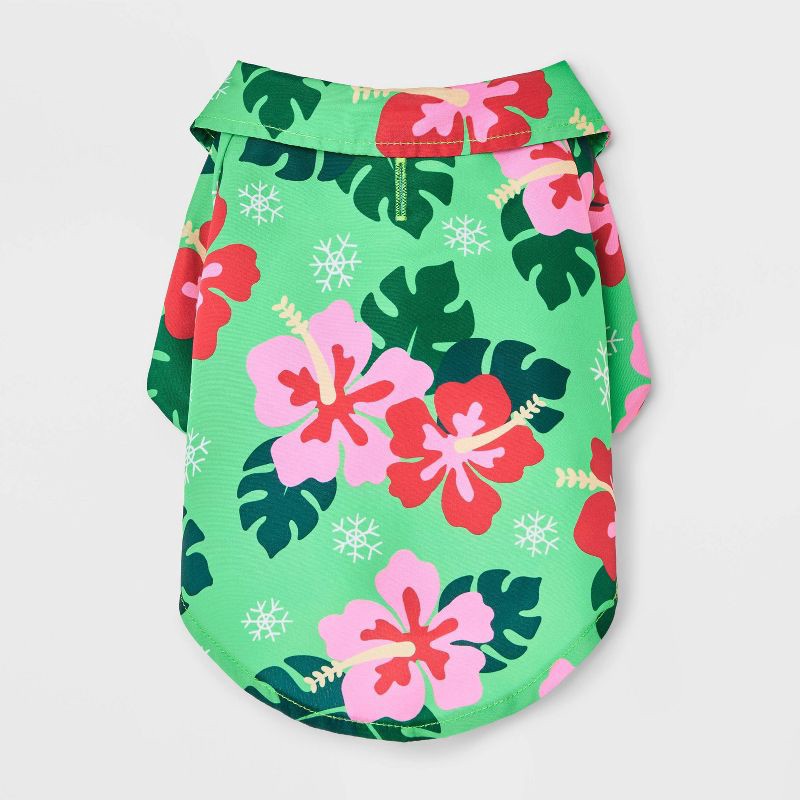 slide 3 of 6, Warm Weather Hawaiian Tropical Dog and Cat Shirt - Boots & Barkley™ Green S, 1 ct