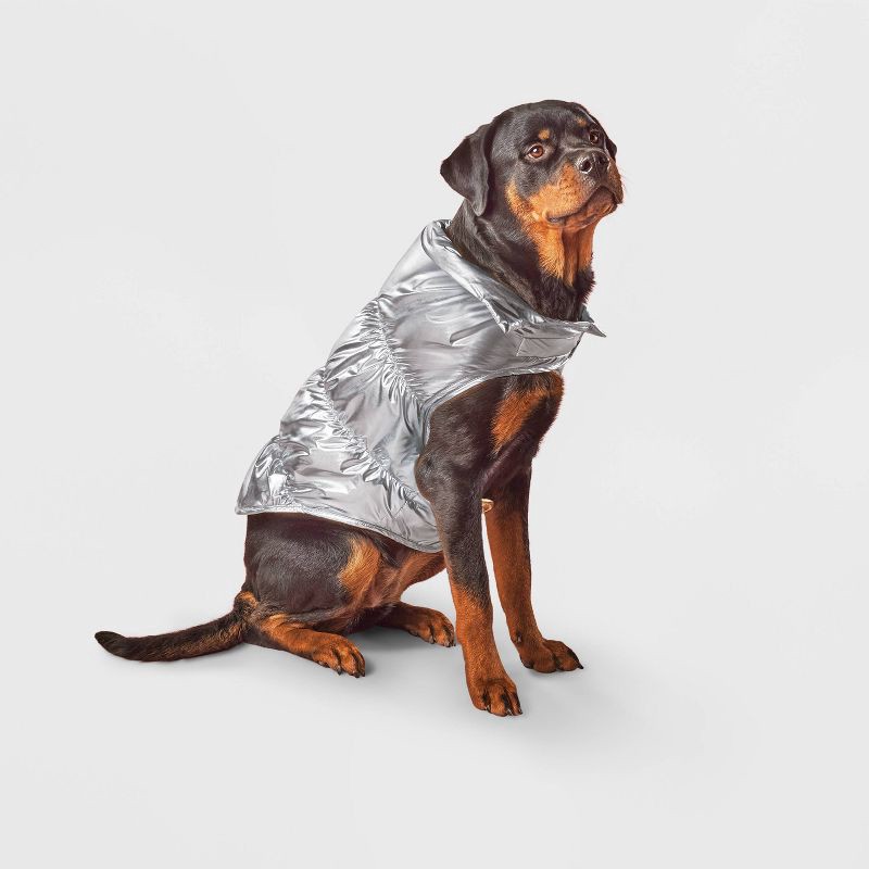 slide 1 of 3, Puffer Dog Vest - Boots & Barkley™ Metallic Silver XL, 1 ct