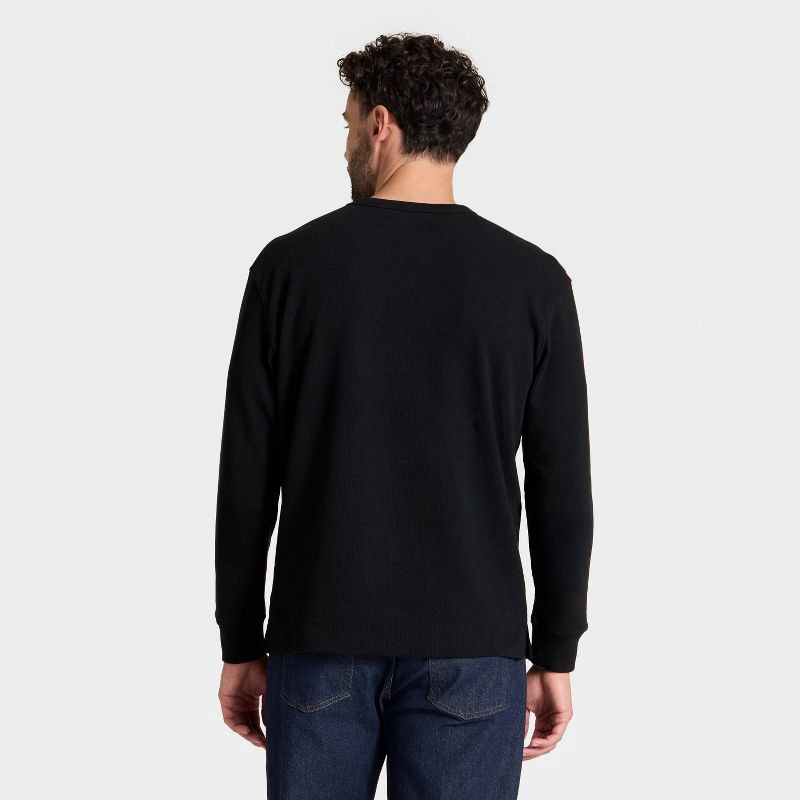 slide 3 of 3, Men's Vintage Textured Crewneck Long Sleeve Shirt - Goodfellow & Co™ Black XL, 1 ct