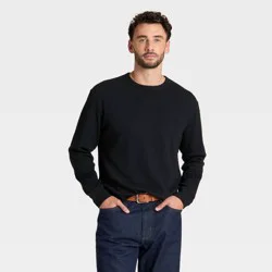Men's Vintage Textured Crewneck Long Sleeve Shirt - Goodfellow & Co™ Black XL