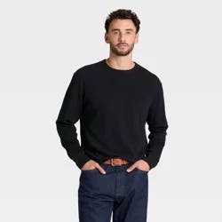 Men's Vintage Textured Crewneck Long Sleeve Shirt - Goodfellow & Co™ Black XL