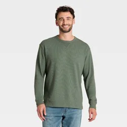 Men's Vintage Textured Crewneck Long Sleeve Shirt - Goodfellow & Co™ Green L
