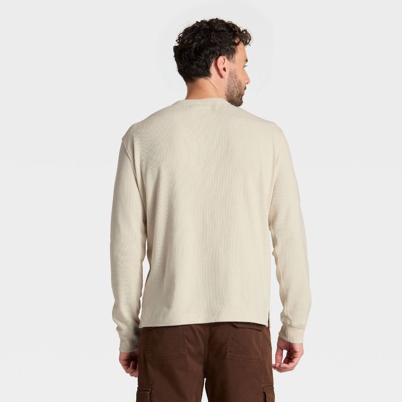 slide 2 of 3, Men's Vintage Textured Crewneck Long Sleeve Shirt - Goodfellow & Co™ Off-White XL, 1 ct