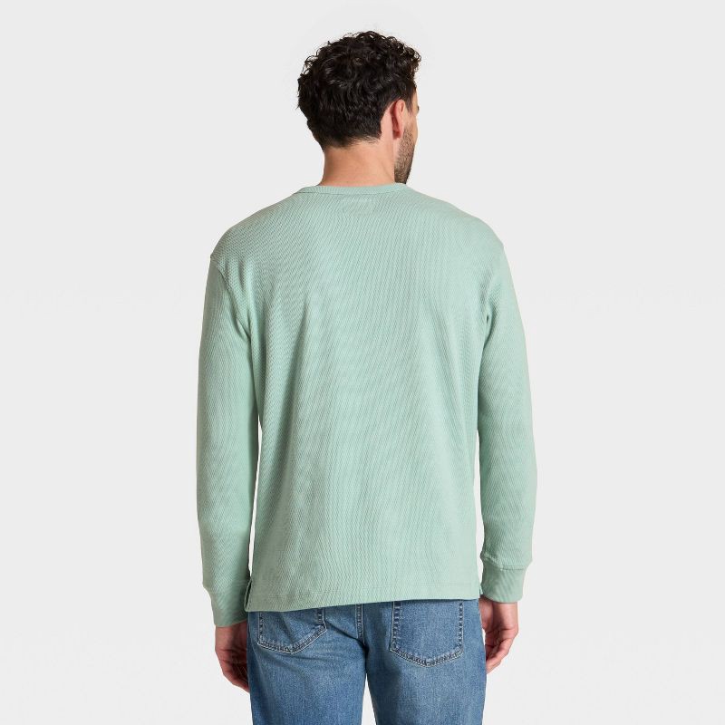 slide 2 of 3, Men's Vintage Textured Crewneck Long Sleeve Shirt - Goodfellow & Co™ Light Blue M, 1 ct