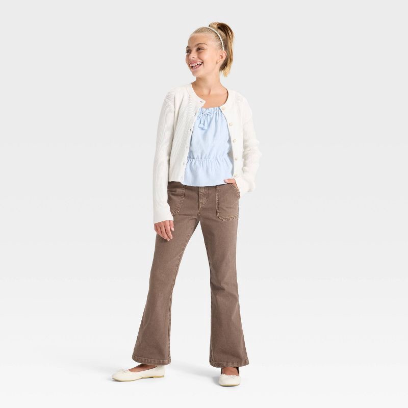 slide 3 of 3, Girls' Flare Jeans - Cat & Jack™ Brown 12, 1 ct