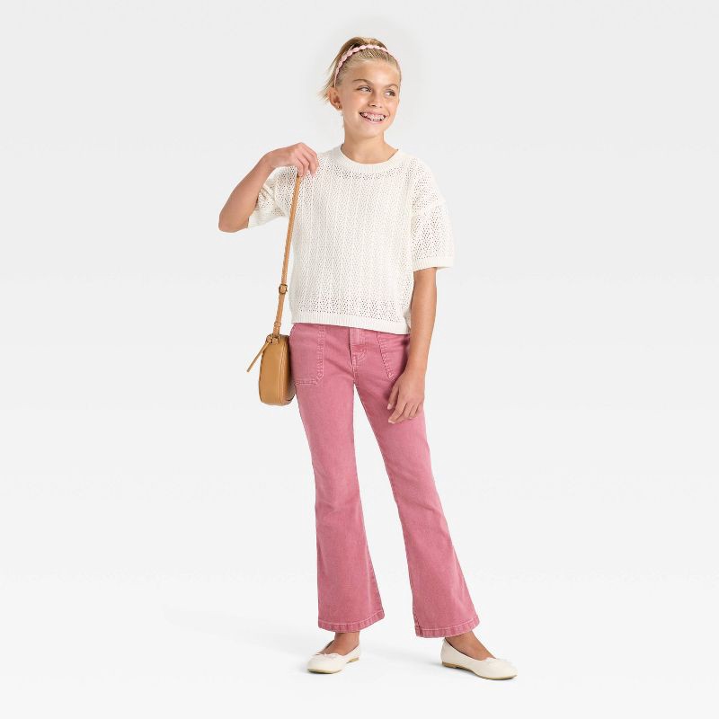 slide 3 of 3, Girls' Flare Jeans - Cat & Jack™ Pink 8, 1 ct
