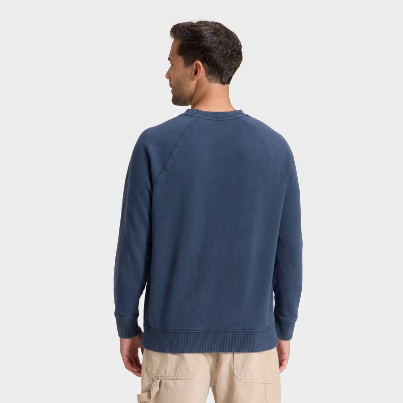 slide 2 of 3, Men's Vintage French Terry Crewneck Sweatshirt - Goodfellow & Co™ Navy Blue S, 1 ct