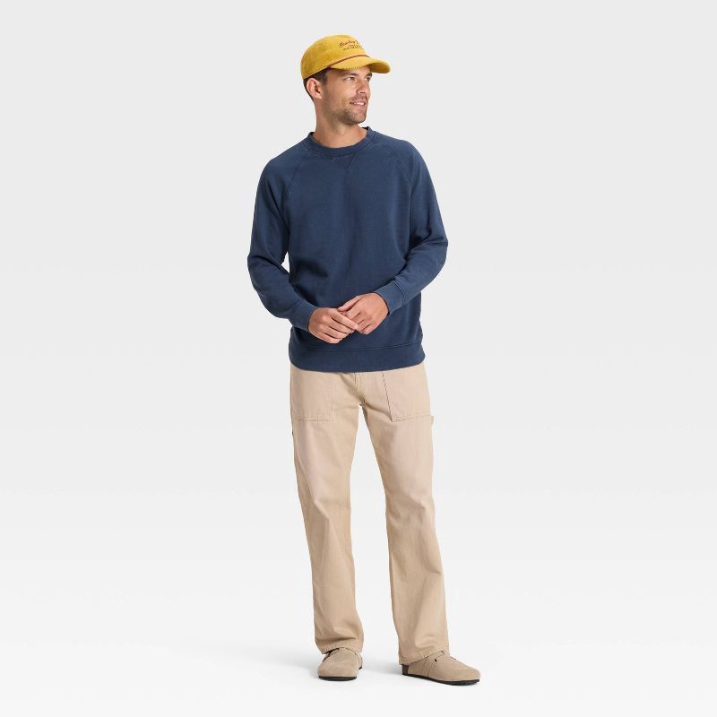 slide 3 of 3, Men's Vintage French Terry Crewneck Sweatshirt - Goodfellow & Co™ Navy Blue S, 1 ct