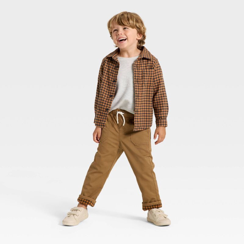 slide 3 of 3, Toddler Boys' Lined Pants - Cat & Jack™ Brown 4T, 1 ct