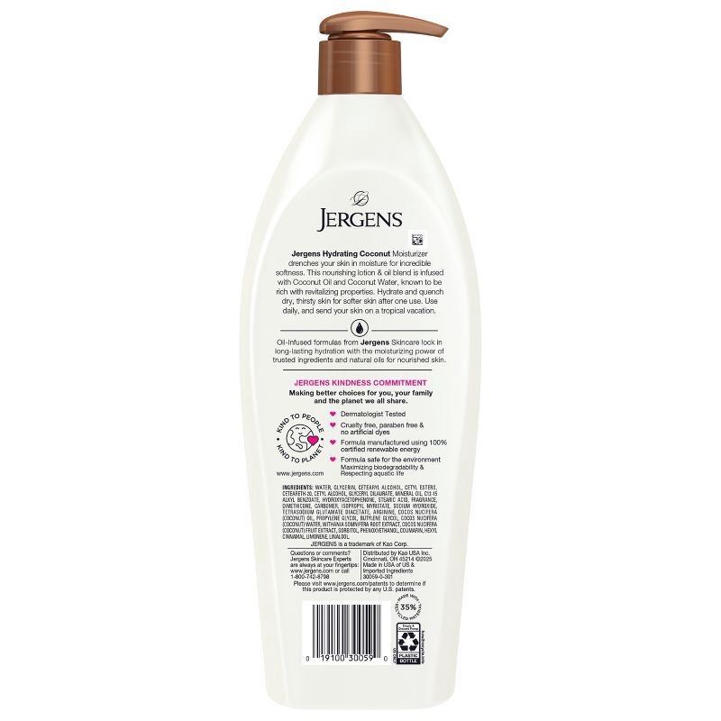 slide 2 of 6, Jergens Hydrating Coconut Hand and Body Lotion for Dry Skin - 28.2 fl oz, 28.2 fl oz