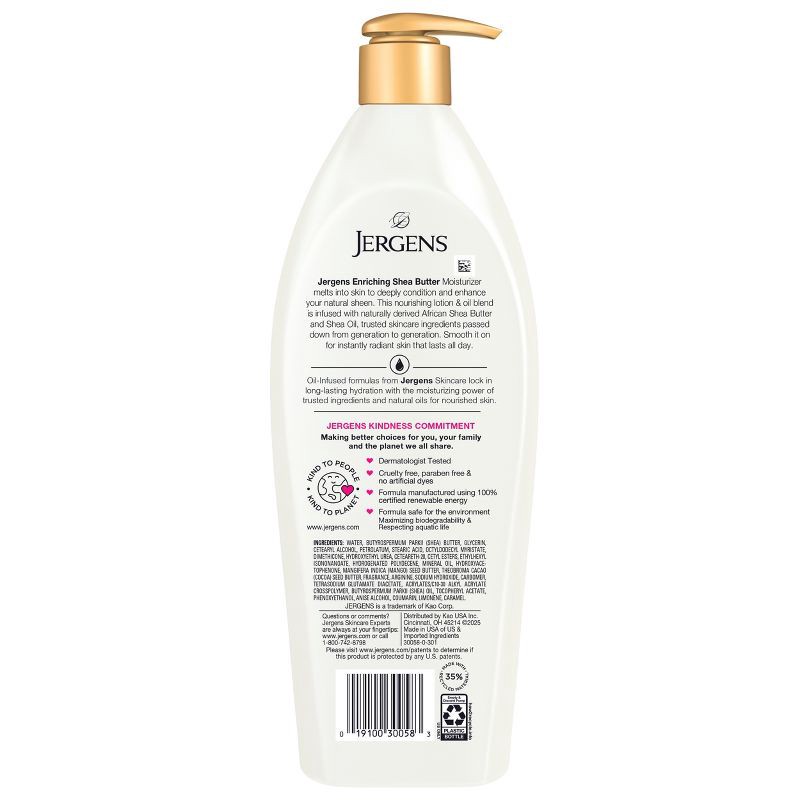 slide 2 of 8, Jergens Enriching Shea Butter Lotion for Body and Hands with 24-Hour Moisture – 28.2 fl oz, 28.2 fl oz